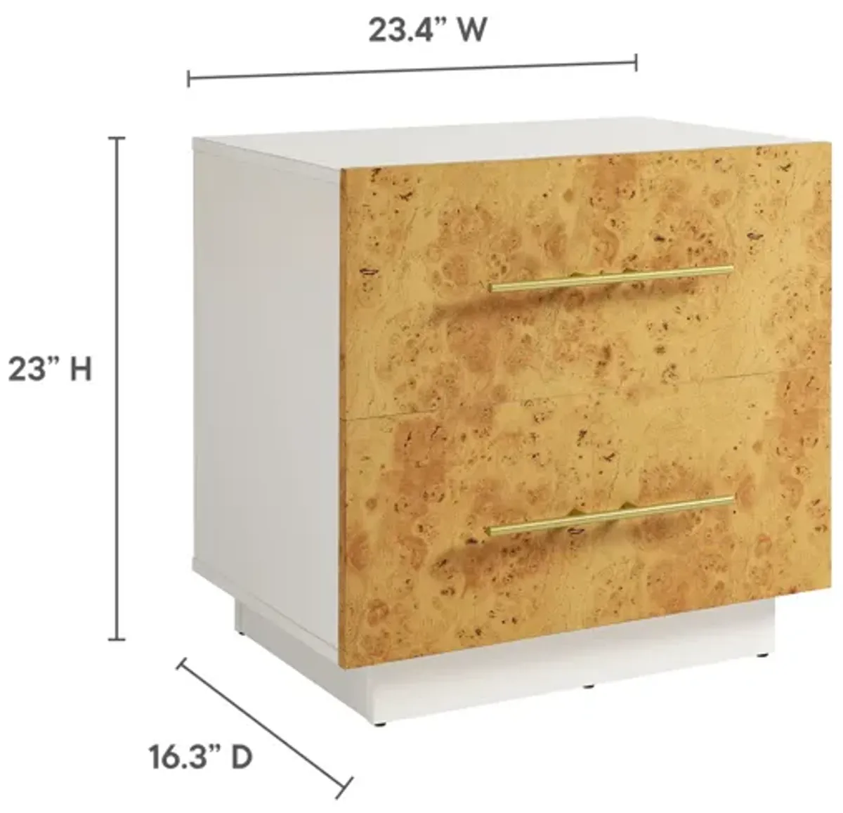 Abel 2-Drawer Burl Wood Nightstand by Modway
