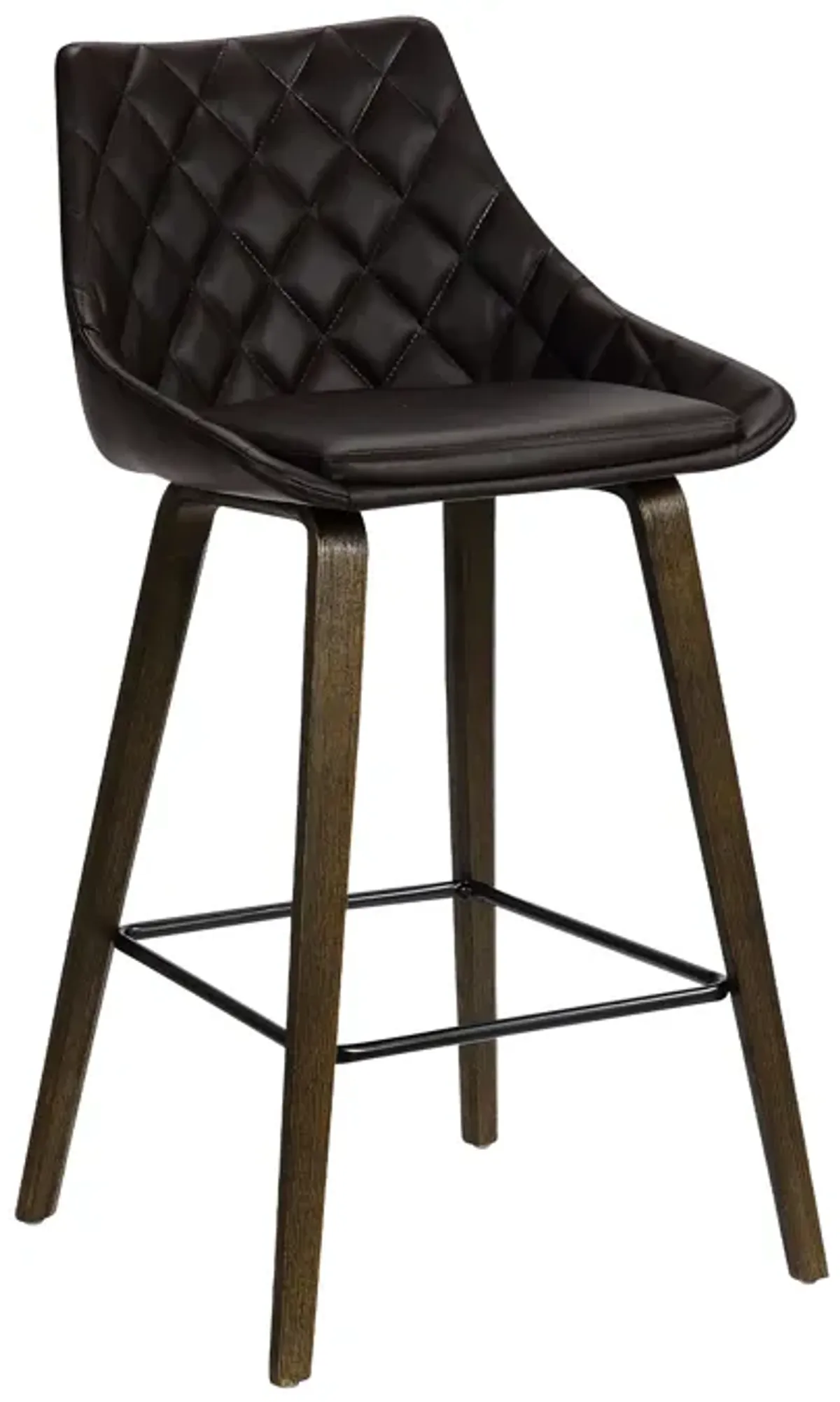 Dani 26" Brown Faux Leather Barstool in Walnut Glazed Finish