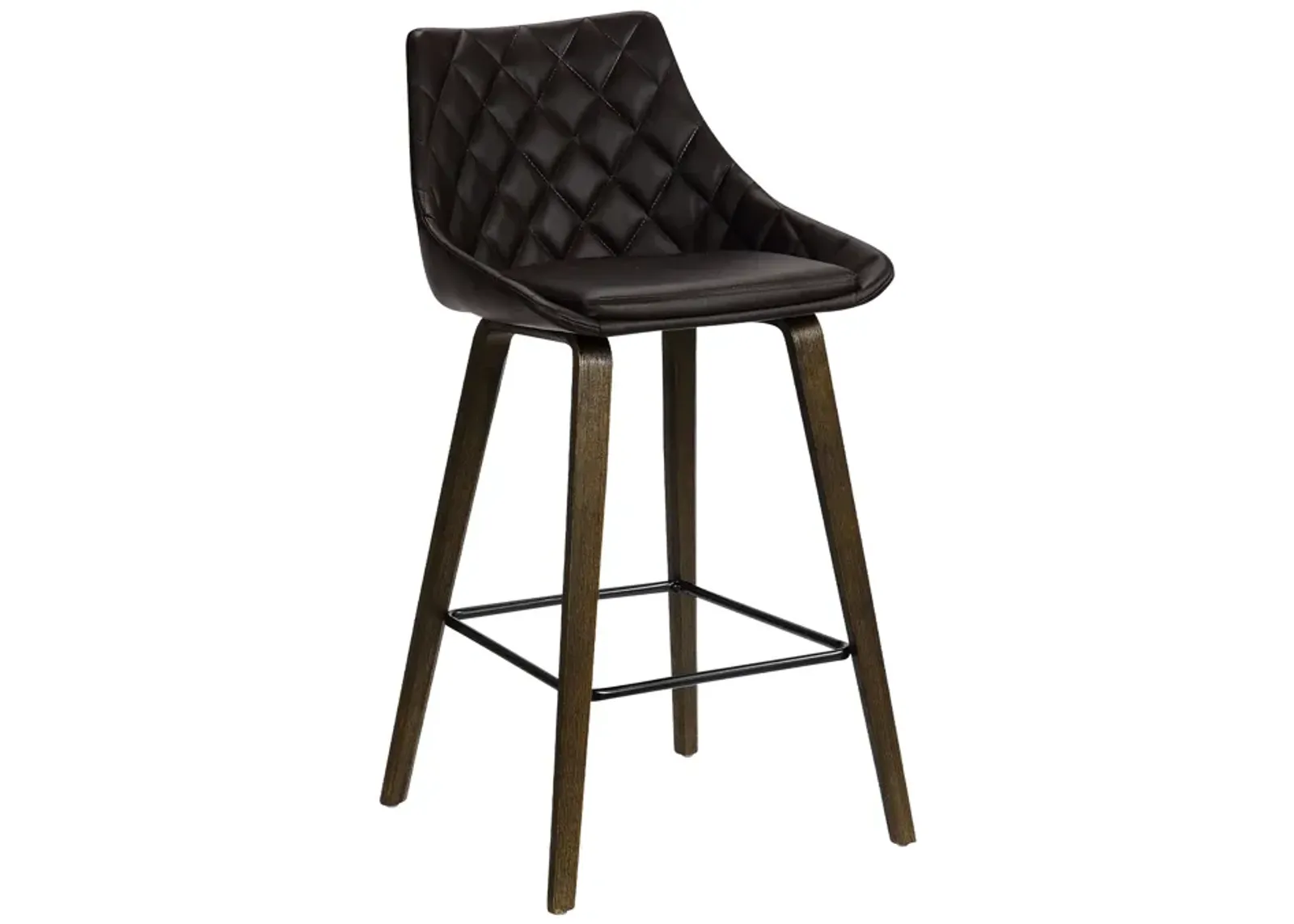 Dani 26" Brown Faux Leather Barstool in Walnut Glazed Finish