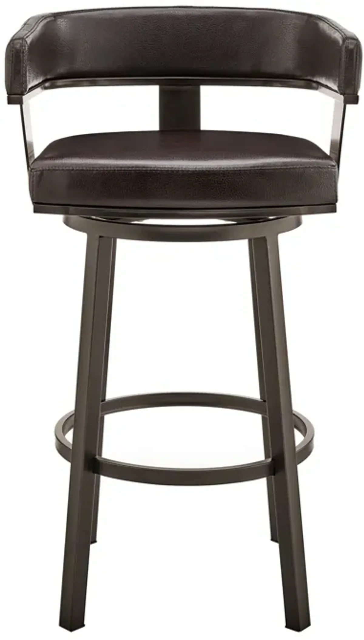 Cohen 30" Bar Height Swivel Bar Stool in Java Brown Finish and Chocolate Faux Leather