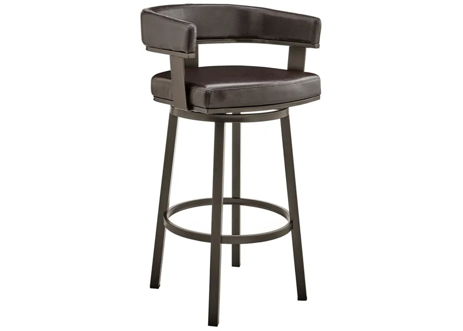 Cohen 30" Bar Height Swivel Bar Stool in Java Brown Finish and Chocolate Faux Leather