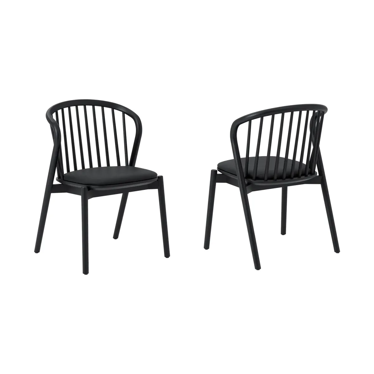 Echo Black Oak Wood and Faux Leather Dining Chairs - Set of 2