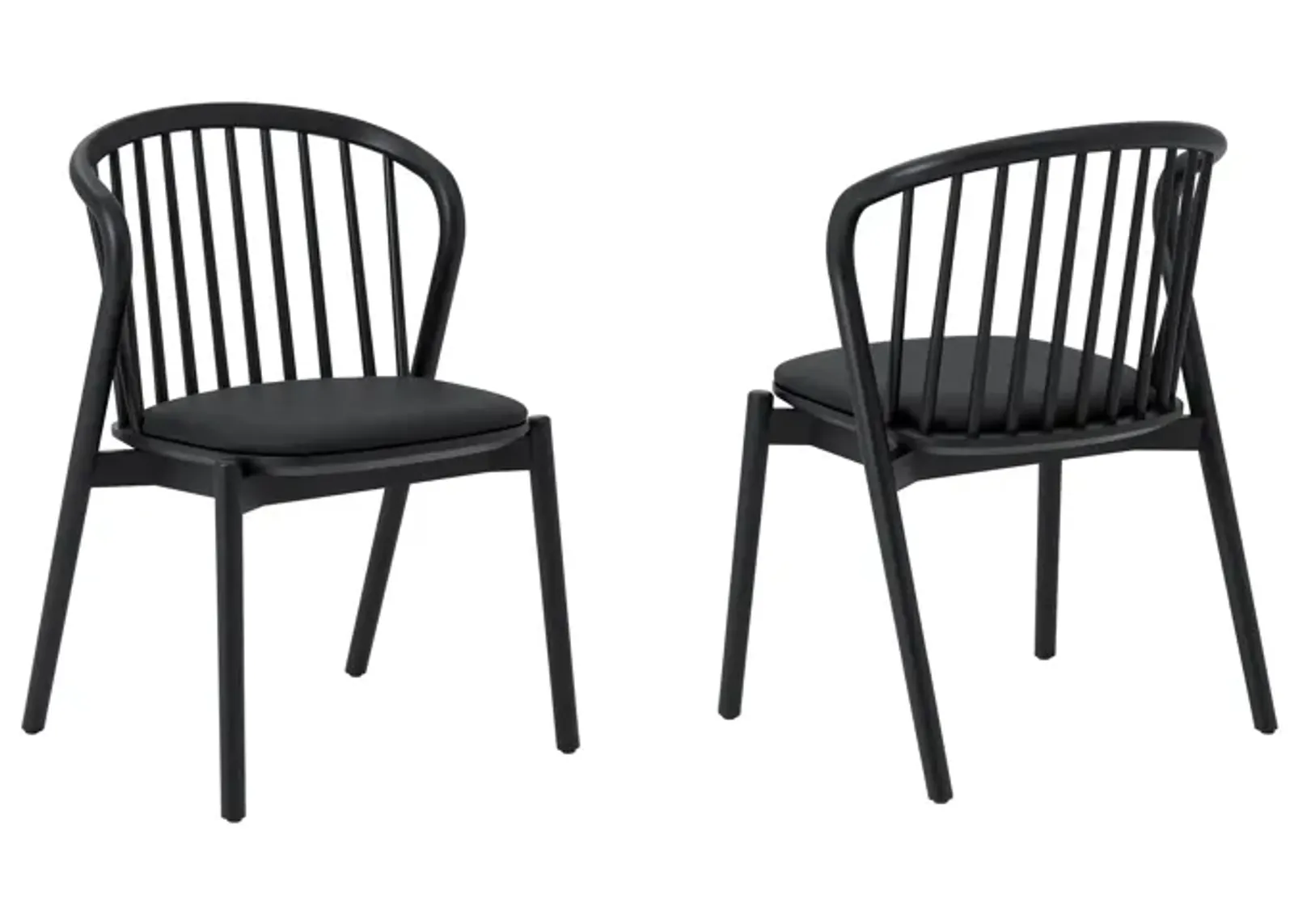 Echo Black Oak Wood and Faux Leather Dining Chairs - Set of 2