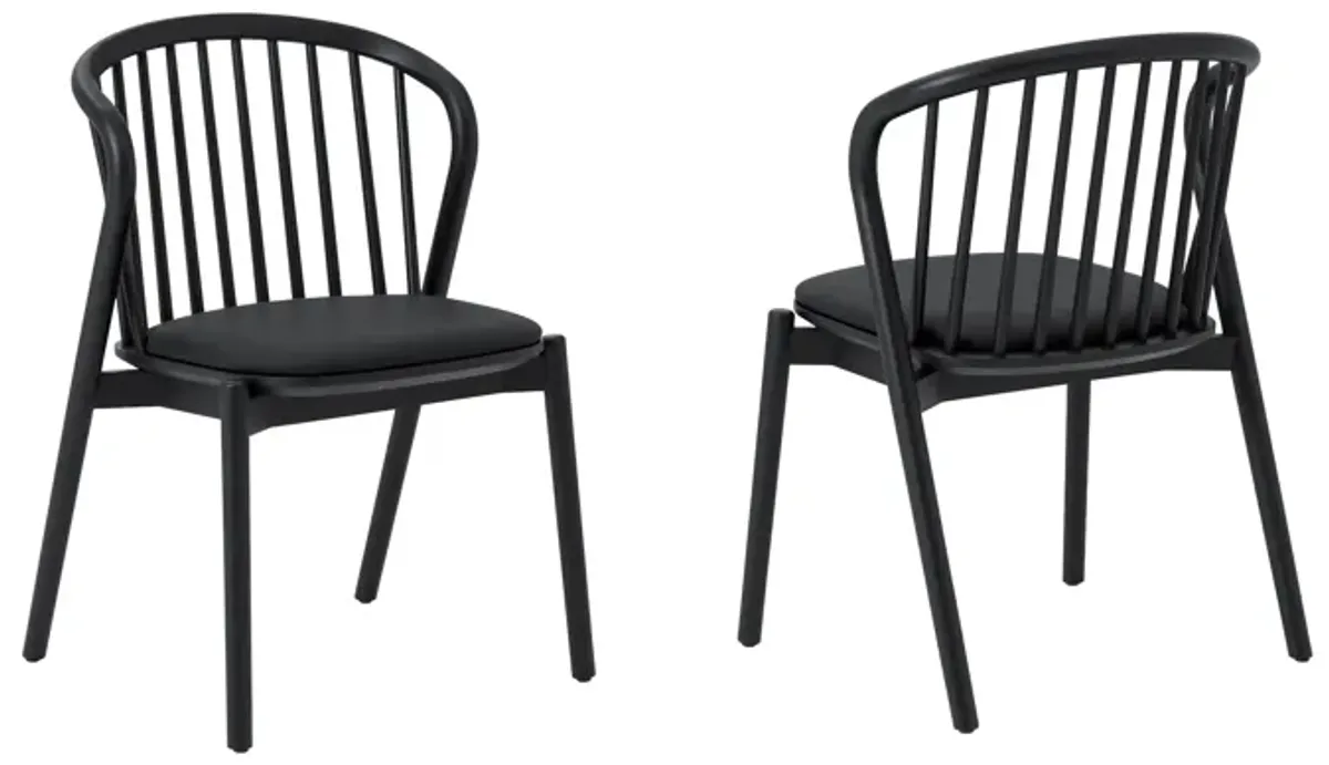 Echo Black Oak Wood and Faux Leather Dining Chairs - Set of 2