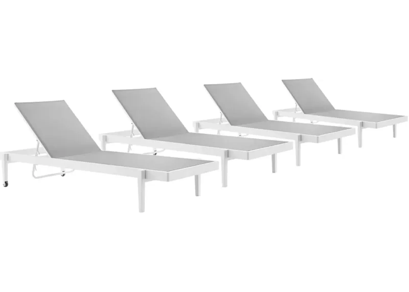 Charleston Outdoor Patio Aluminum Chaise Lounge Chair Set of 4