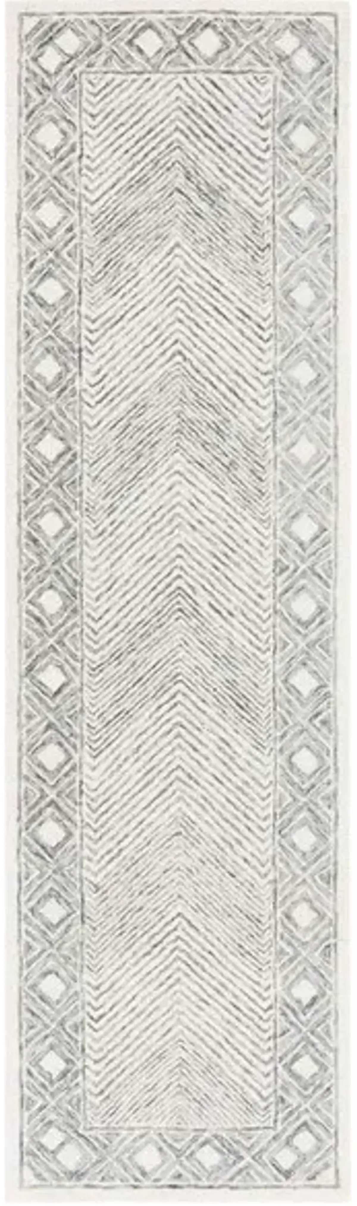 EBONY 801 Grey  2'-3' X 8' Runner Rug