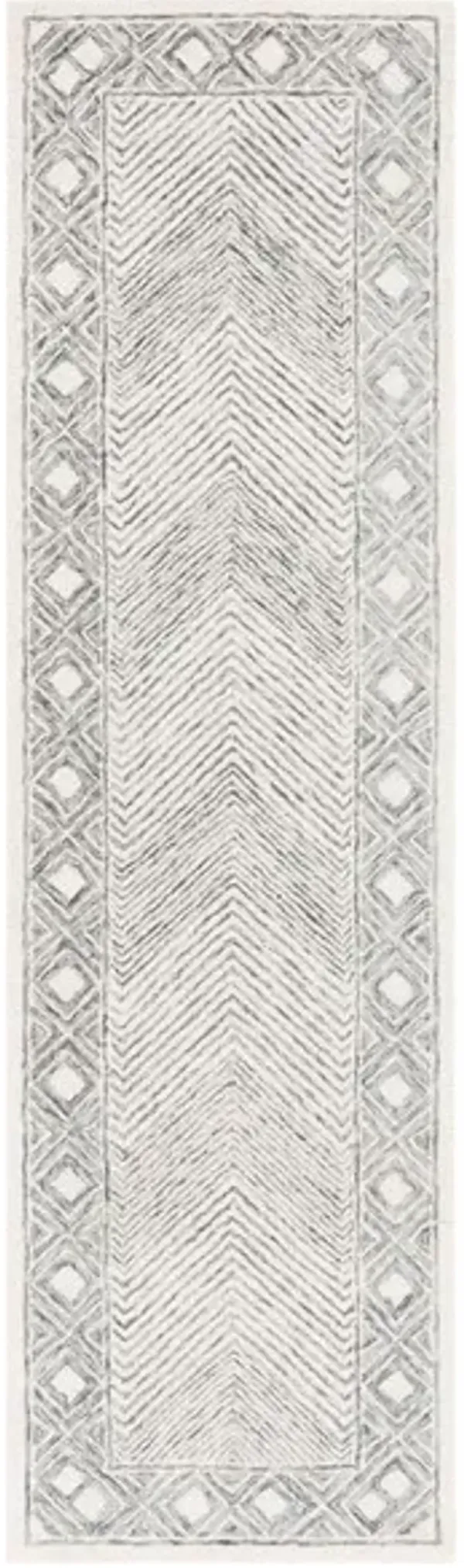 EBONY 801 Grey  2'-3' X 8' Runner Rug