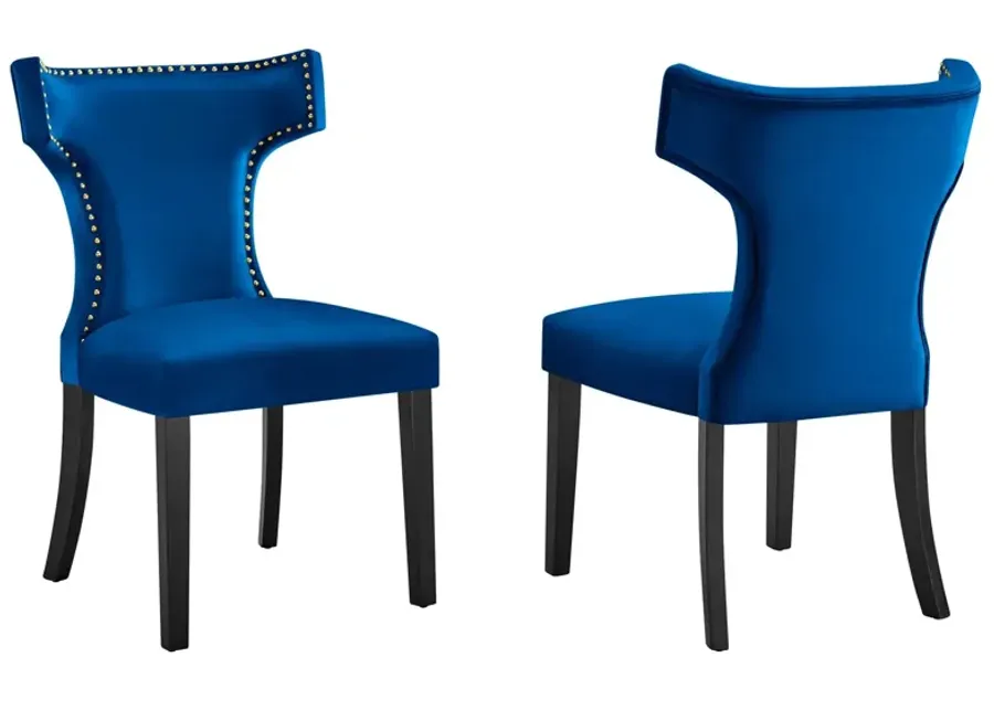 Curve Performance Velvet Dining Chairs - Set of 2