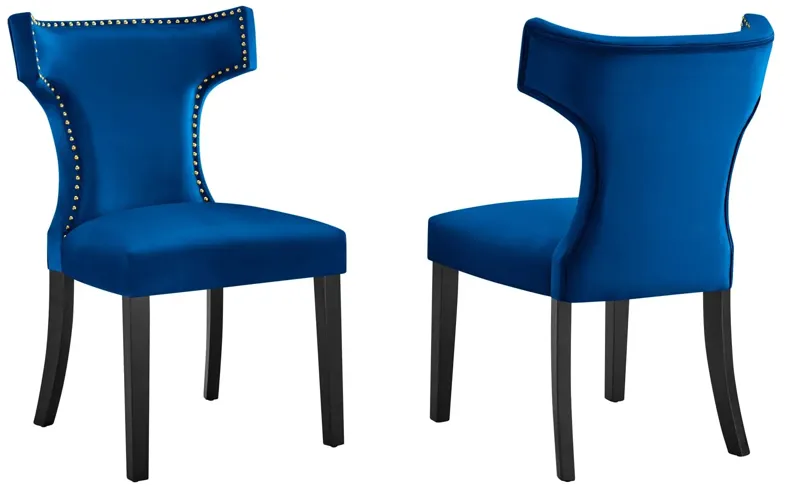 Curve Performance Velvet Dining Chairs - Set of 2