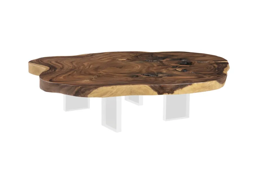 Floating Coffee Table with Acrylic Legs, Natural, Assorted