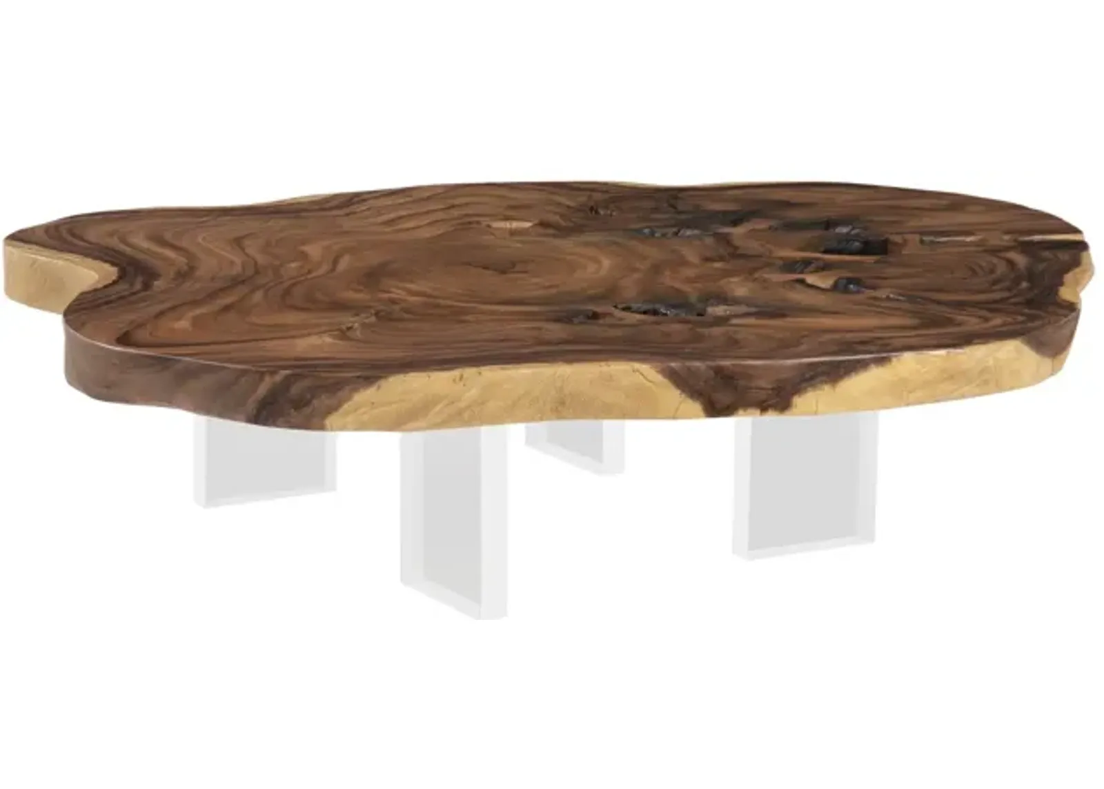 Floating Coffee Table with Acrylic Legs, Natural, Assorted