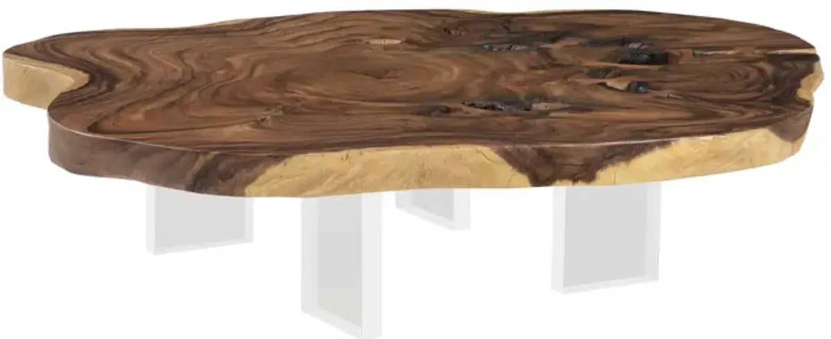 Floating Coffee Table with Acrylic Legs, Natural, Assorted