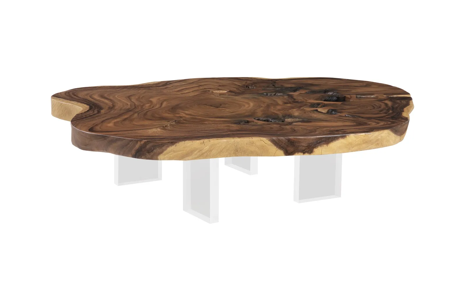 Floating Coffee Table with Acrylic Legs, Natural, Assorted