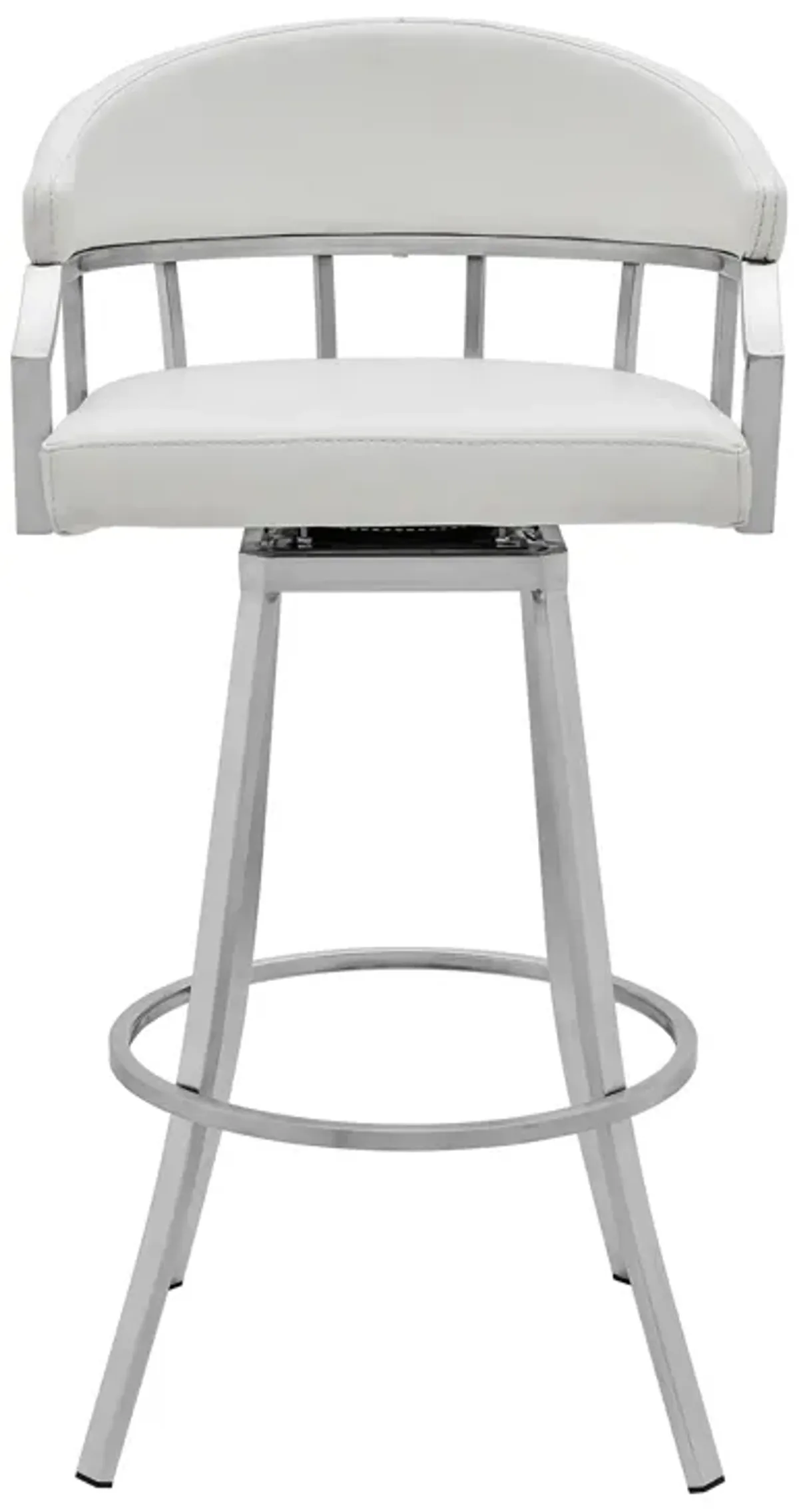 Palmdale Swivel Modern Faux Leather Bar and Counter Stool in Brushed Stainless Steel Finish