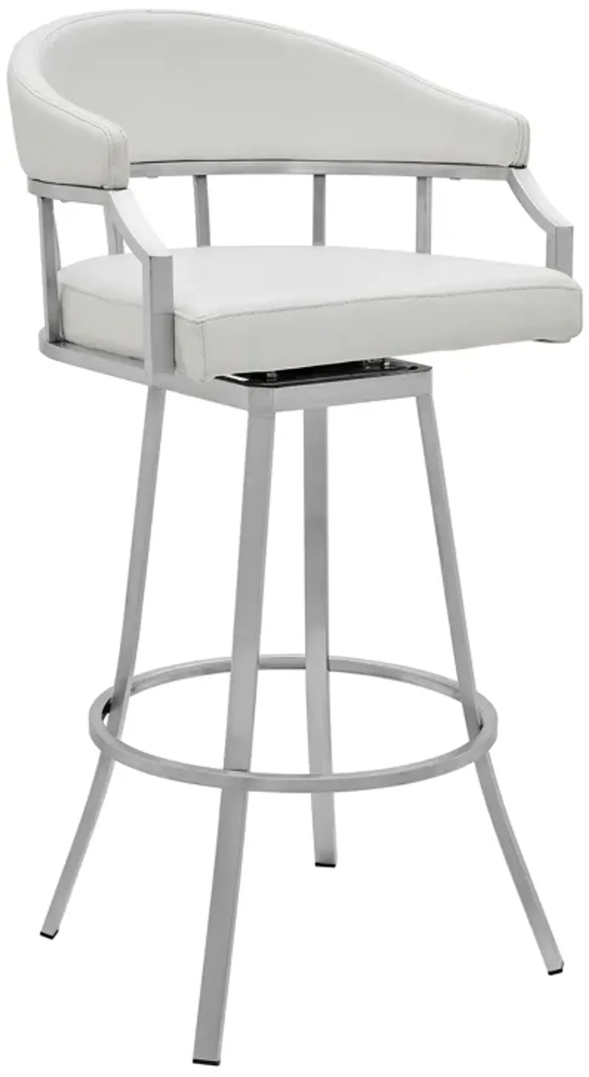 Palmdale Swivel Modern Faux Leather Bar and Counter Stool in Brushed Stainless Steel Finish