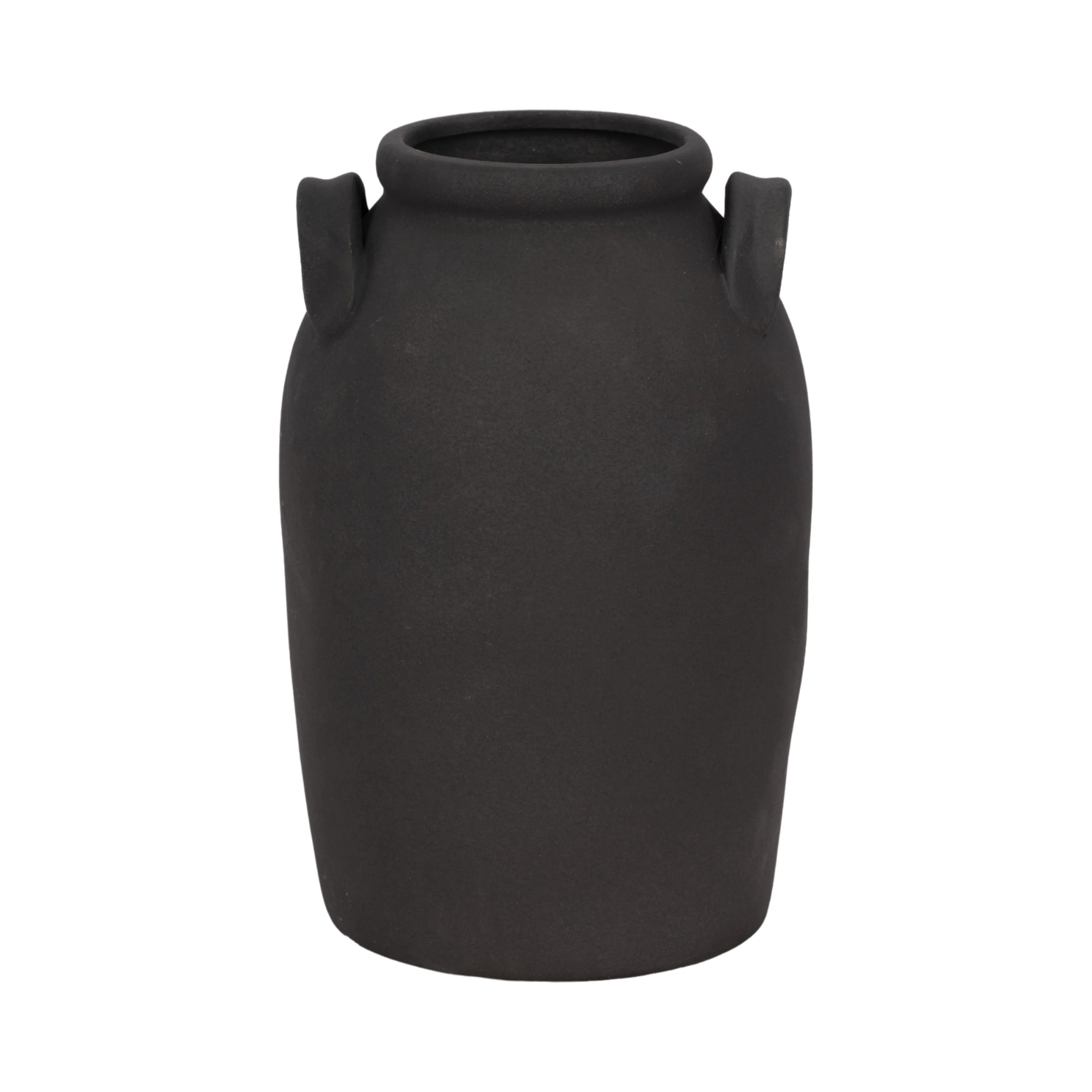 8" Rough Finish Jug With Handles, Black