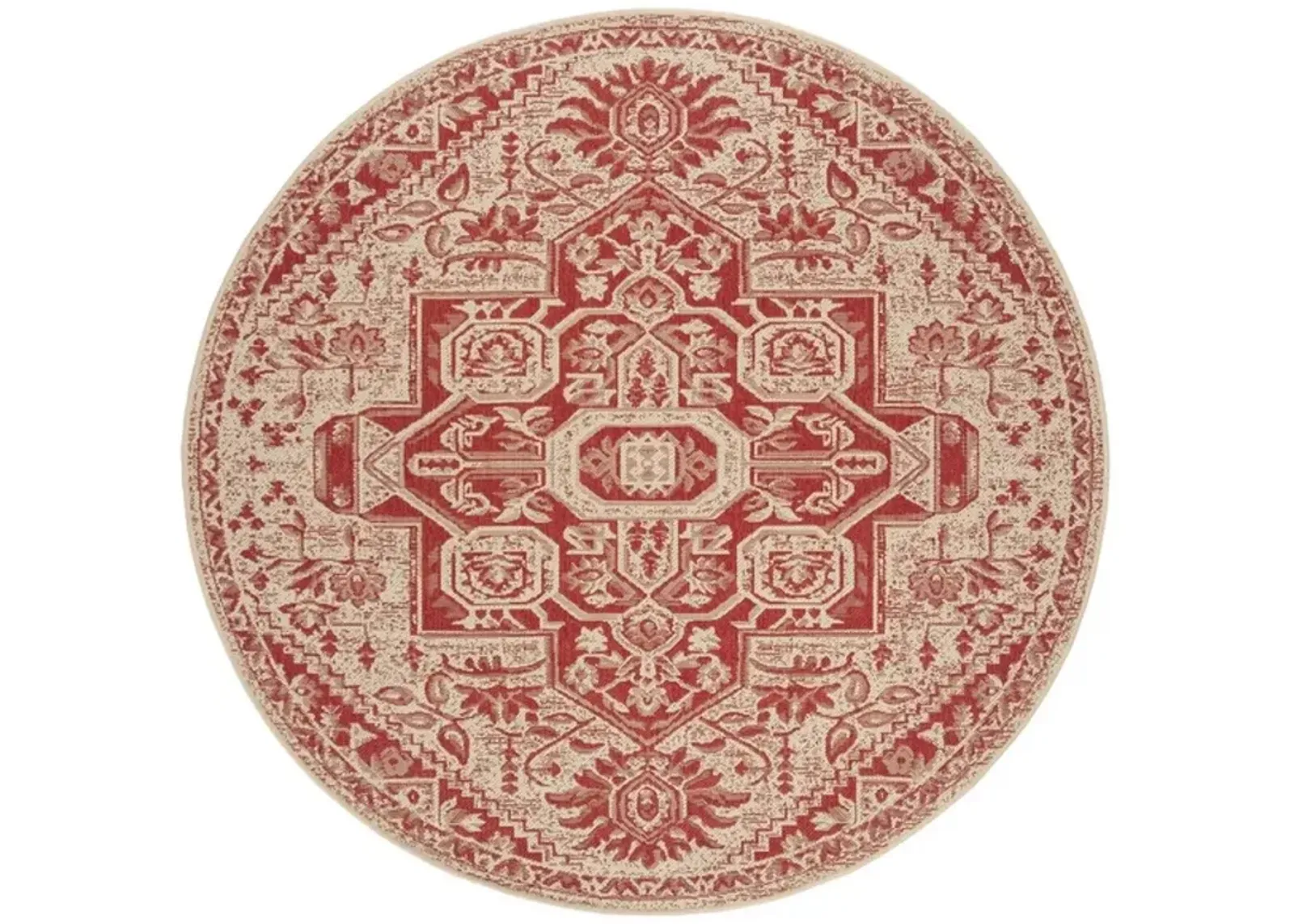 Safavieh BEACH HOUSE Collection BHS138Q-6R Red / Creme 6'-7" X 6'-7" Round