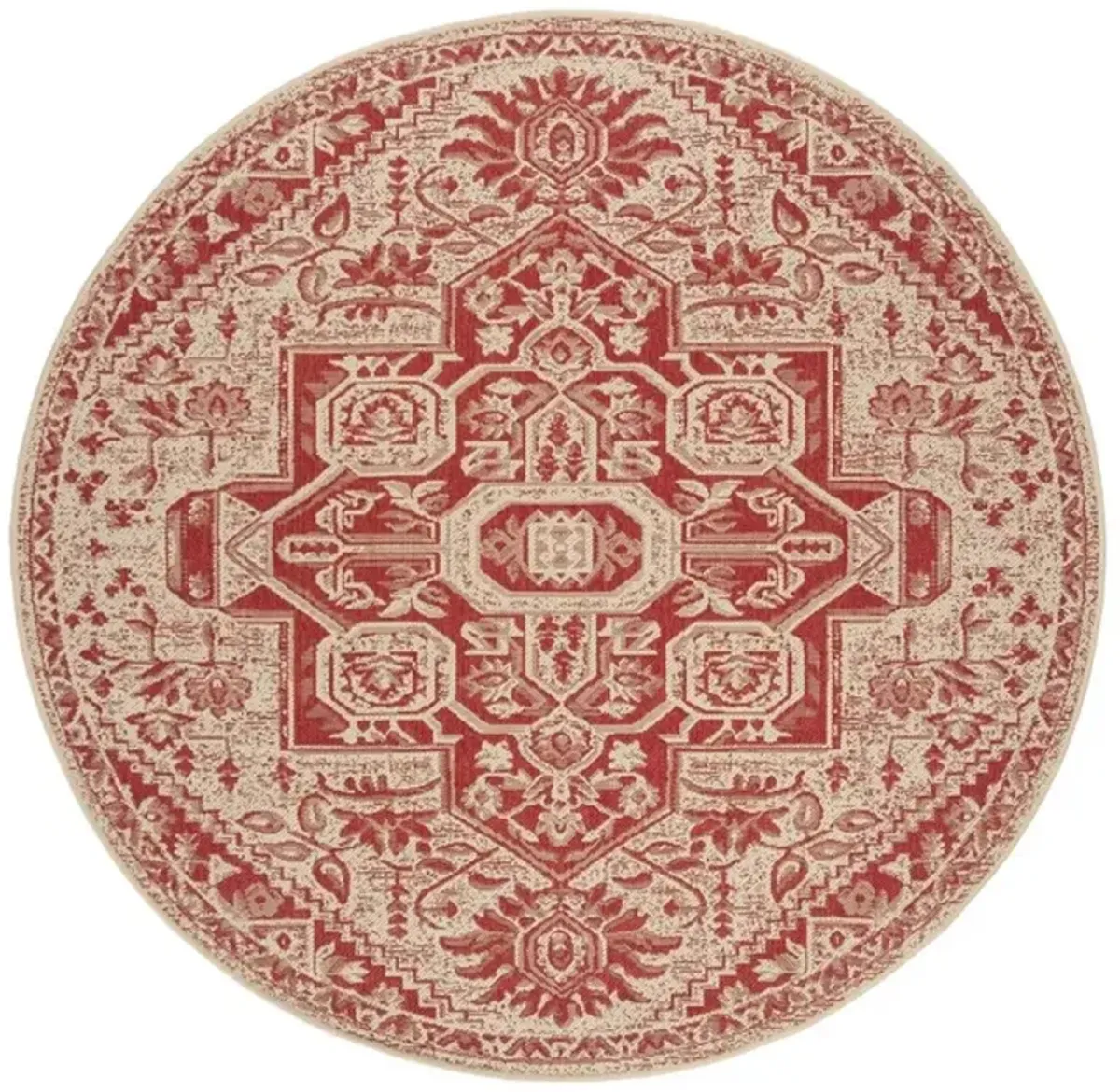 Safavieh BEACH HOUSE Collection BHS138Q-6R Red / Creme 6'-7" X 6'-7" Round