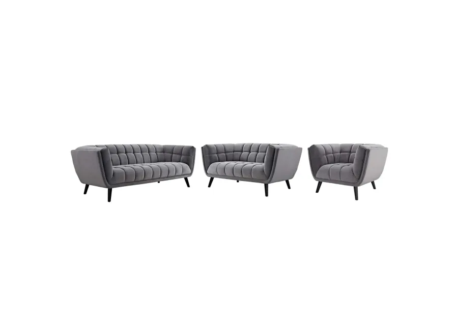 Bestow 3 Piece Performance Velvet Sofa Loveseat and Armchair Set