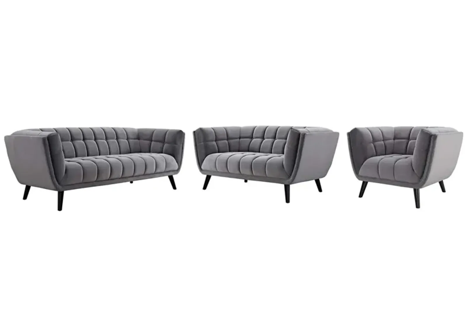 Bestow 3 Piece Performance Velvet Sofa Loveseat and Armchair Set