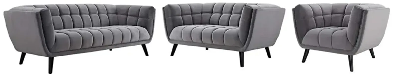 Bestow 3 Piece Performance Velvet Sofa Loveseat and Armchair Set