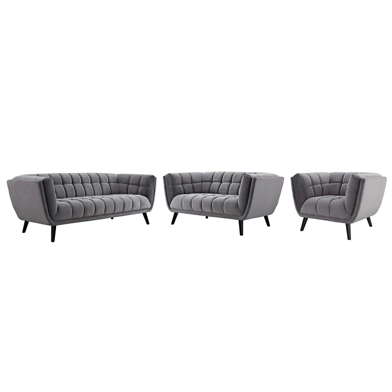 Bestow 3 Piece Performance Velvet Sofa Loveseat and Armchair Set