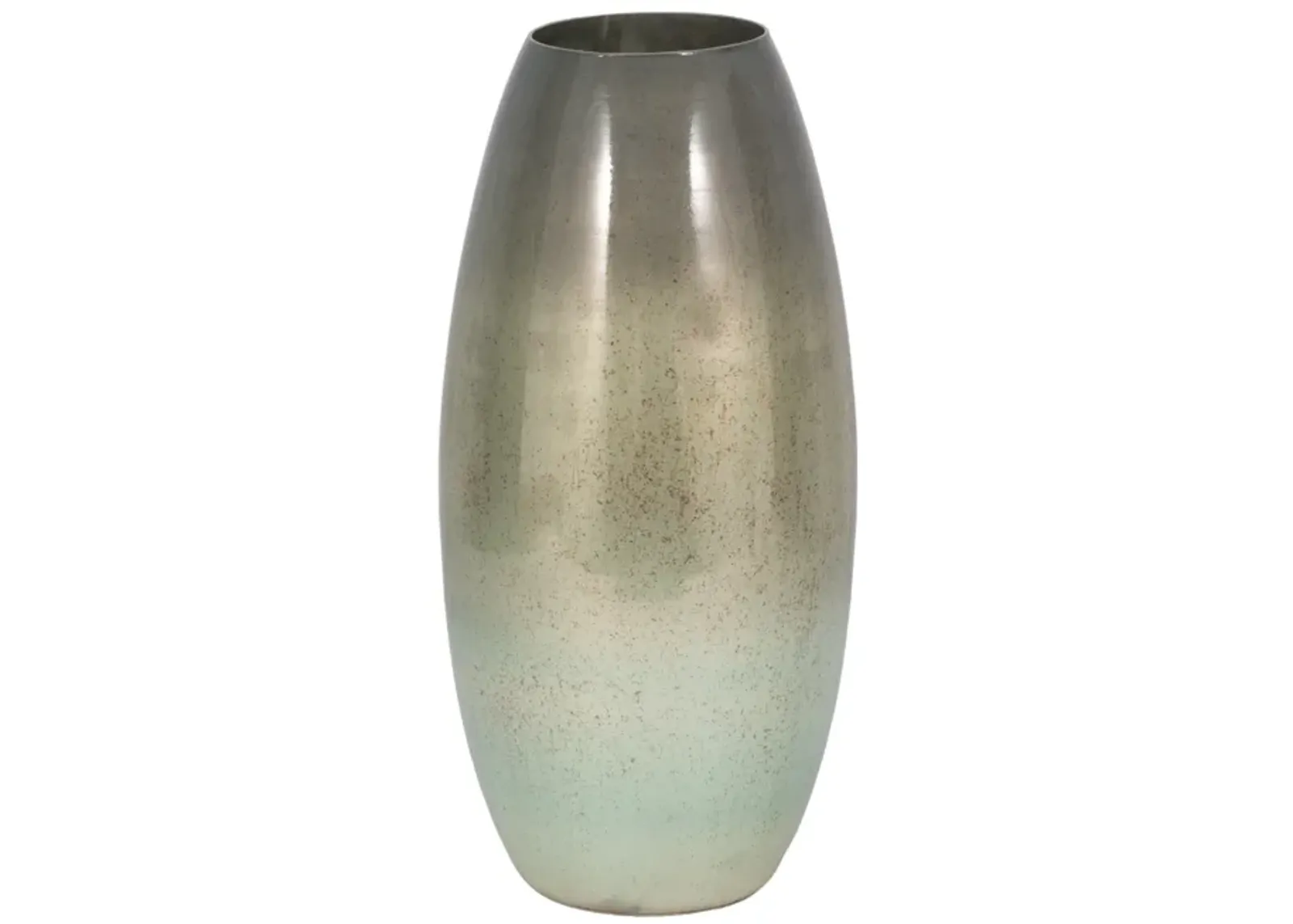 17" Curved Glass Vase Green Mercury Ombre, Multi