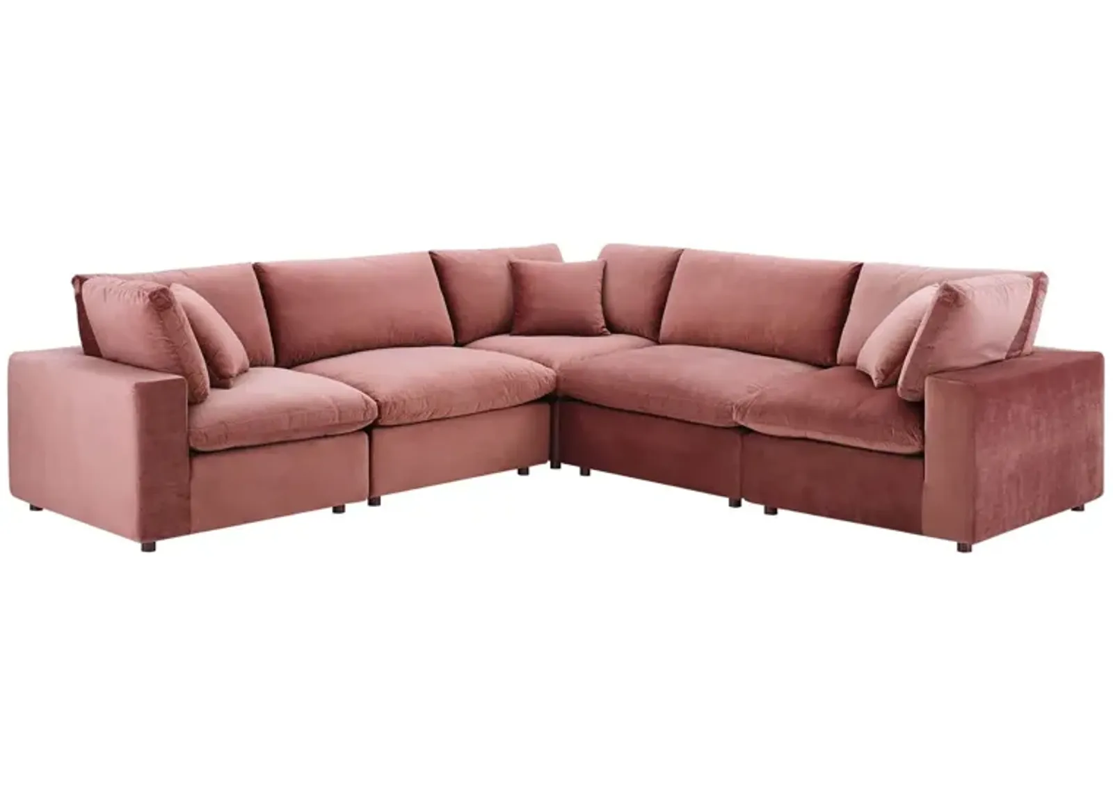 Commix Down Filled Overstuffed Performance Velvet 5-Piece Sectional Sofa