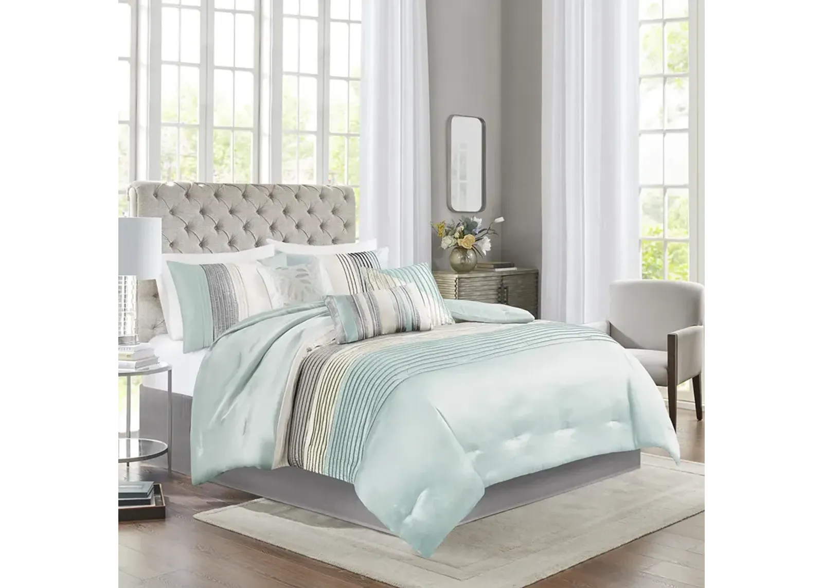 Madison Park Amherst Aqua 7 Piece Comforter Set