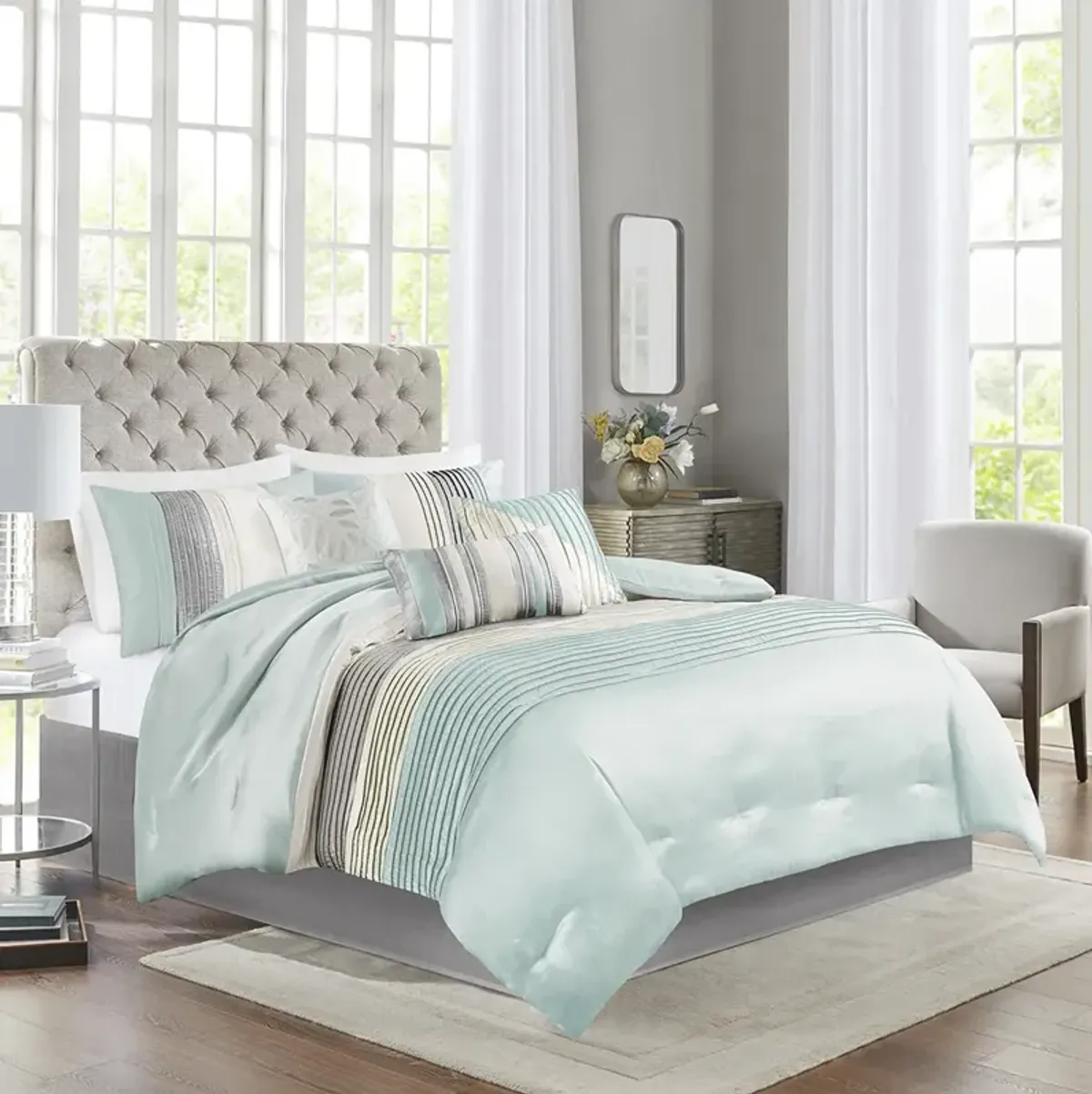 Madison Park Amherst Aqua 7 Piece Comforter Set