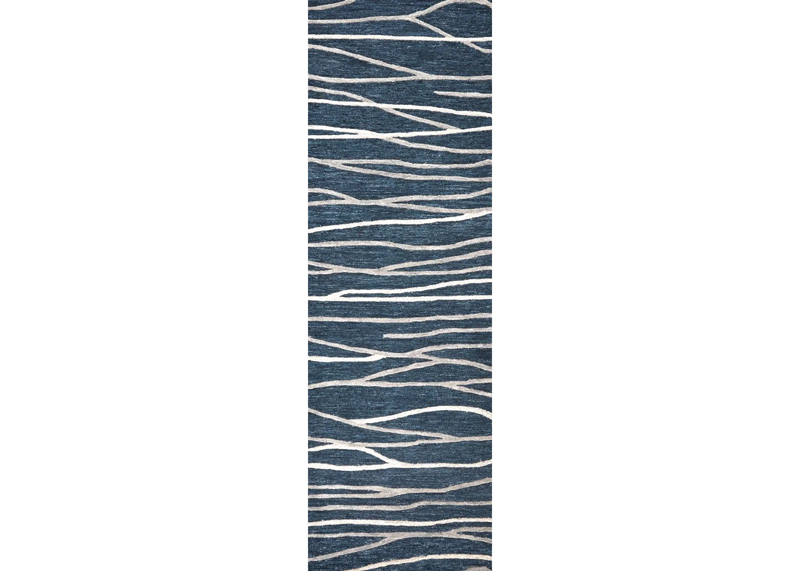 Idyllic Navy/Gray Lines Wool 2'6" x 8' Runner Rug