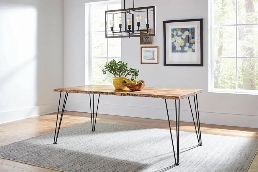 Abigail Rectangular Dining Table Natural Acacia And Matte Black