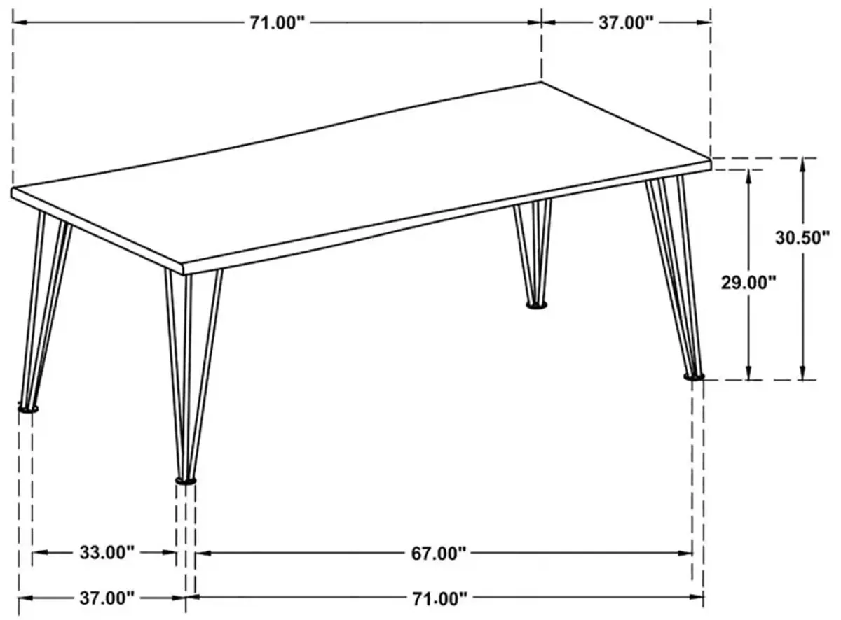 Abigail Rectangular Dining Table Natural Acacia And Matte Black