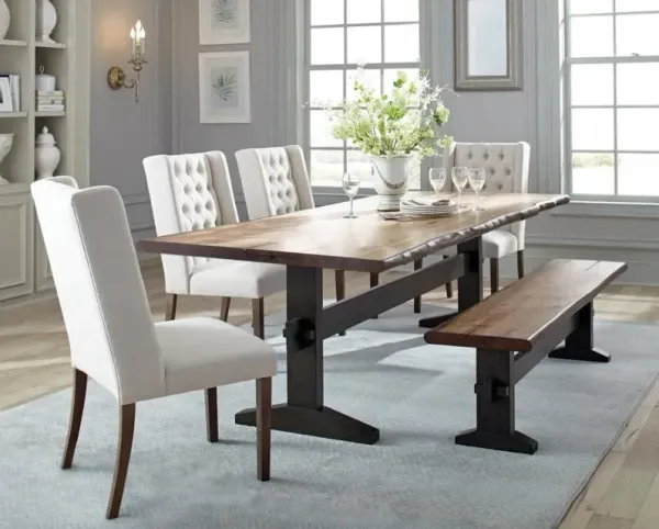Bexley Rectangular Live Edge Dining Set Natural Honey and Espresso