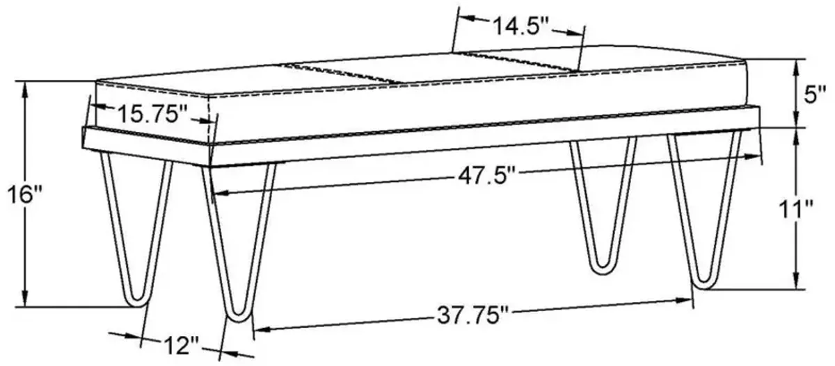 Aarav Upholstered Bench with Hairpin Legs