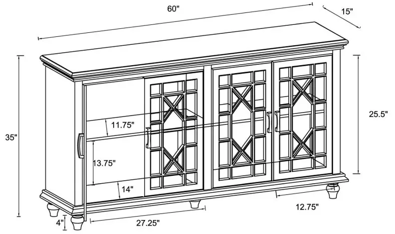 Kovu 4-door Accent Cabinet Black