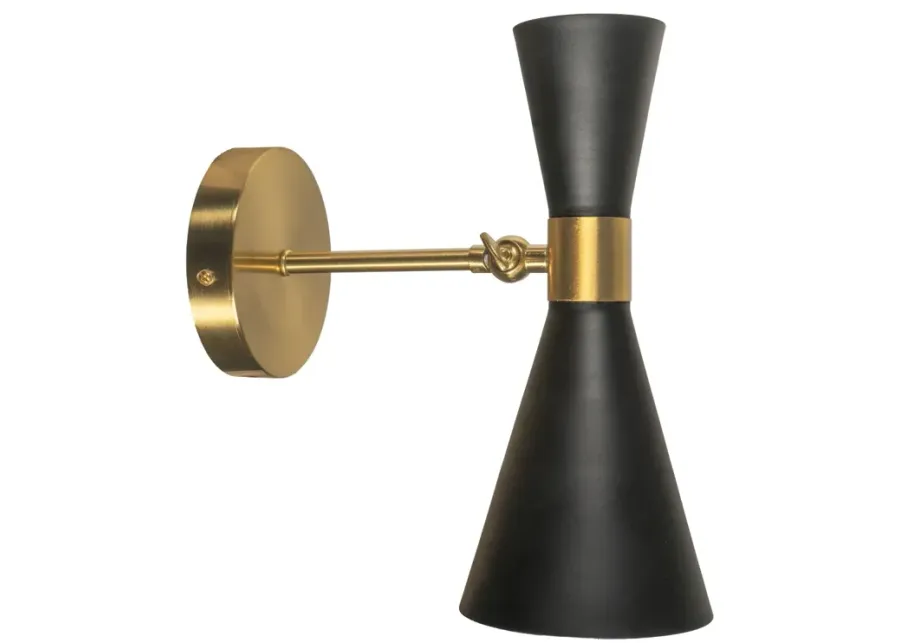 Calvin One Armed Black and Brass Metal Wall Sconce