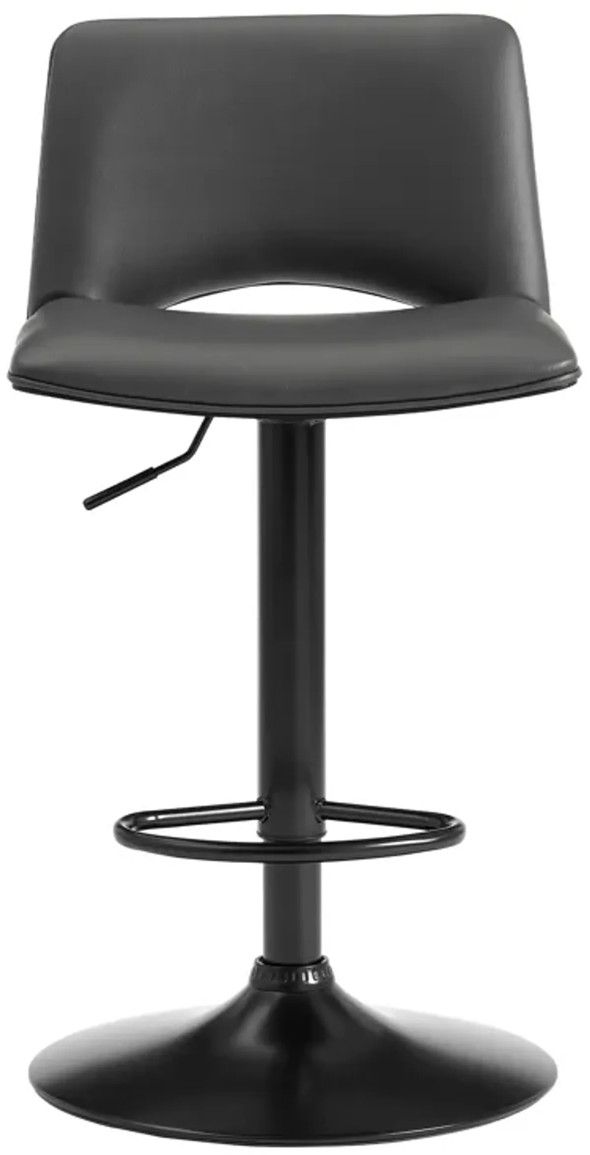 Thierry Adjustable Swivel Gray Faux Leather and Black Metal Bar Stool