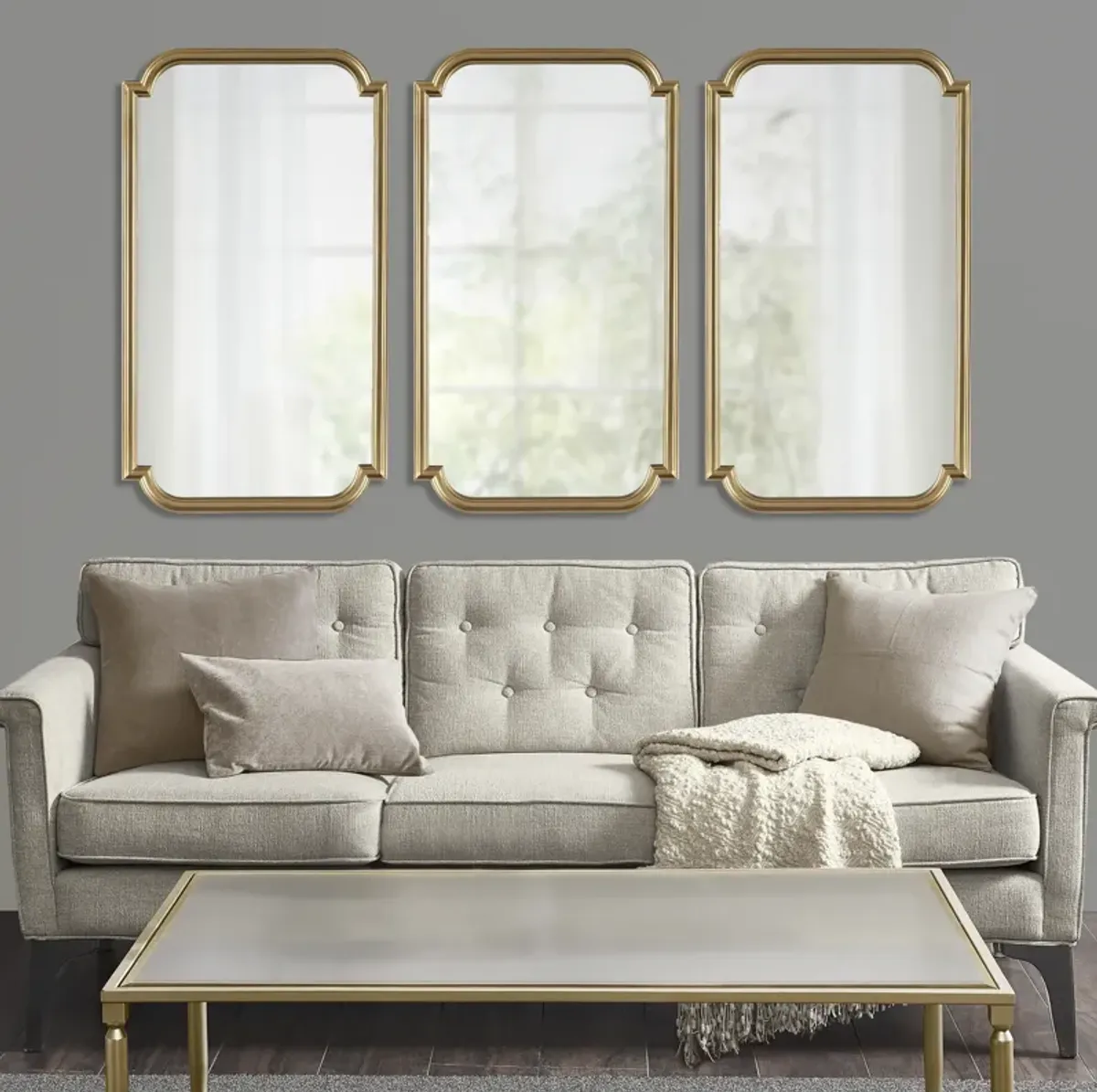 Madison Park Adelaide Gold Gold Scalloped Wood Wall Mirror