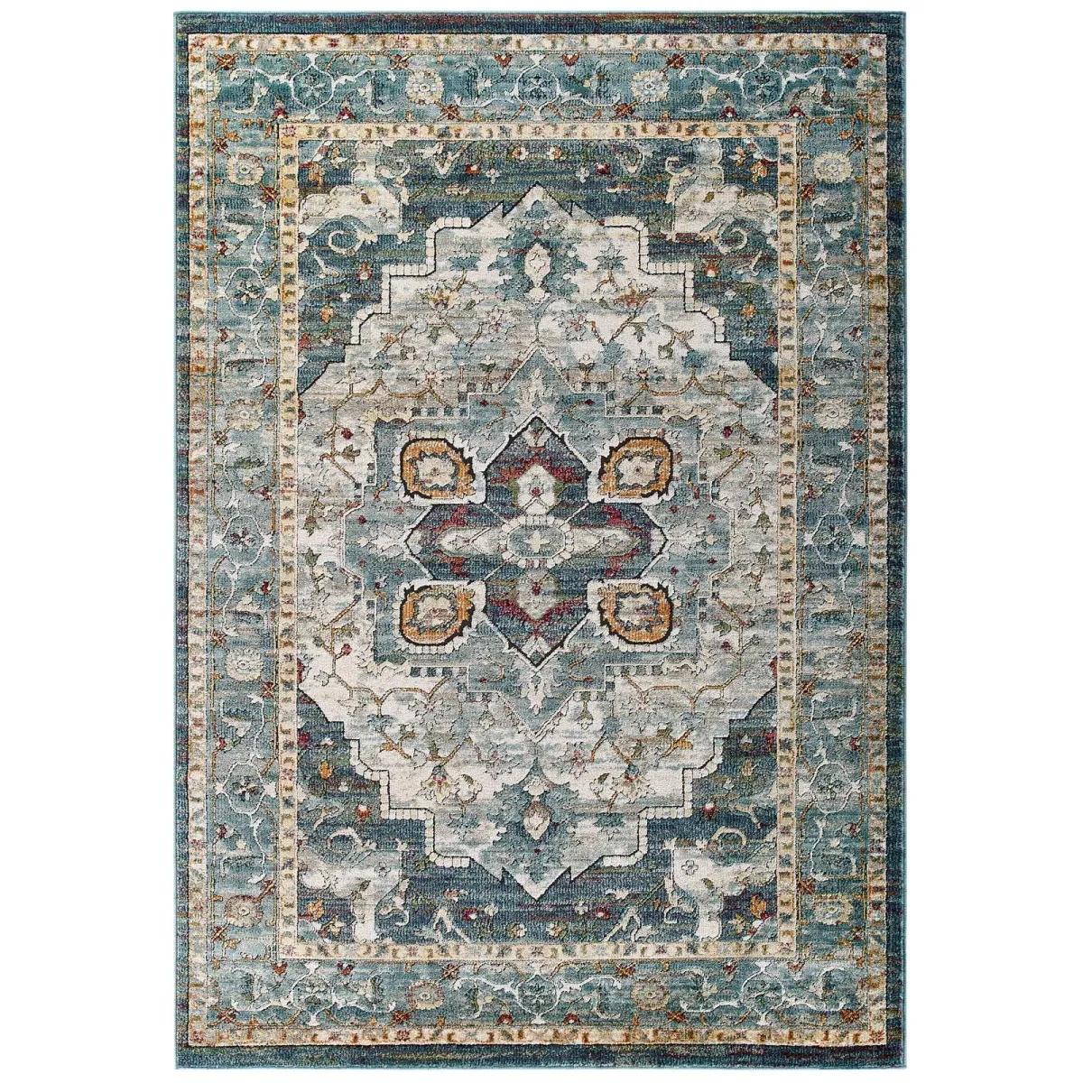 Tribute Diantha Distressed Vintage Floral Persian Medallion 8x10 Area Rug