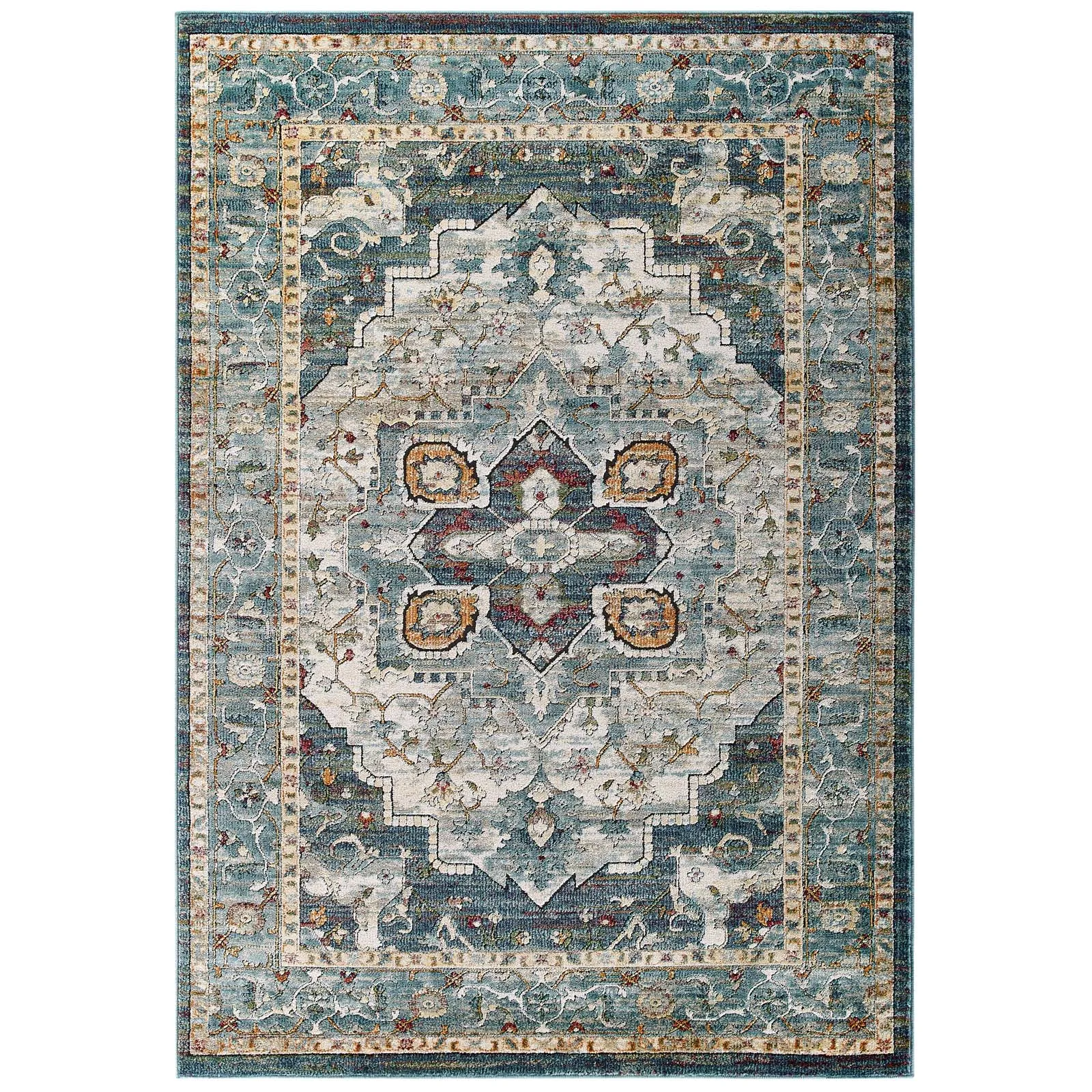 Tribute Diantha Distressed Vintage Floral Persian Medallion 8x10 Area Rug