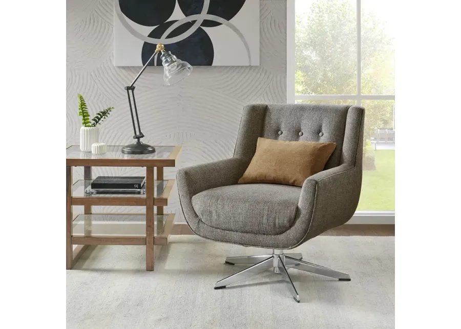 INK+IVY Nina Brown Multi Swivel Lounge Chair, Star Based Swivel