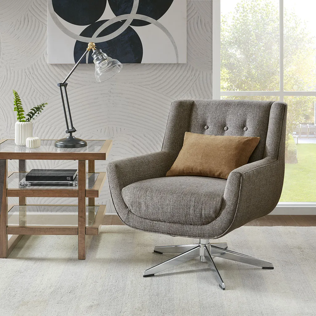 INK+IVY Nina Brown Multi Swivel Lounge Chair, Star Based Swivel