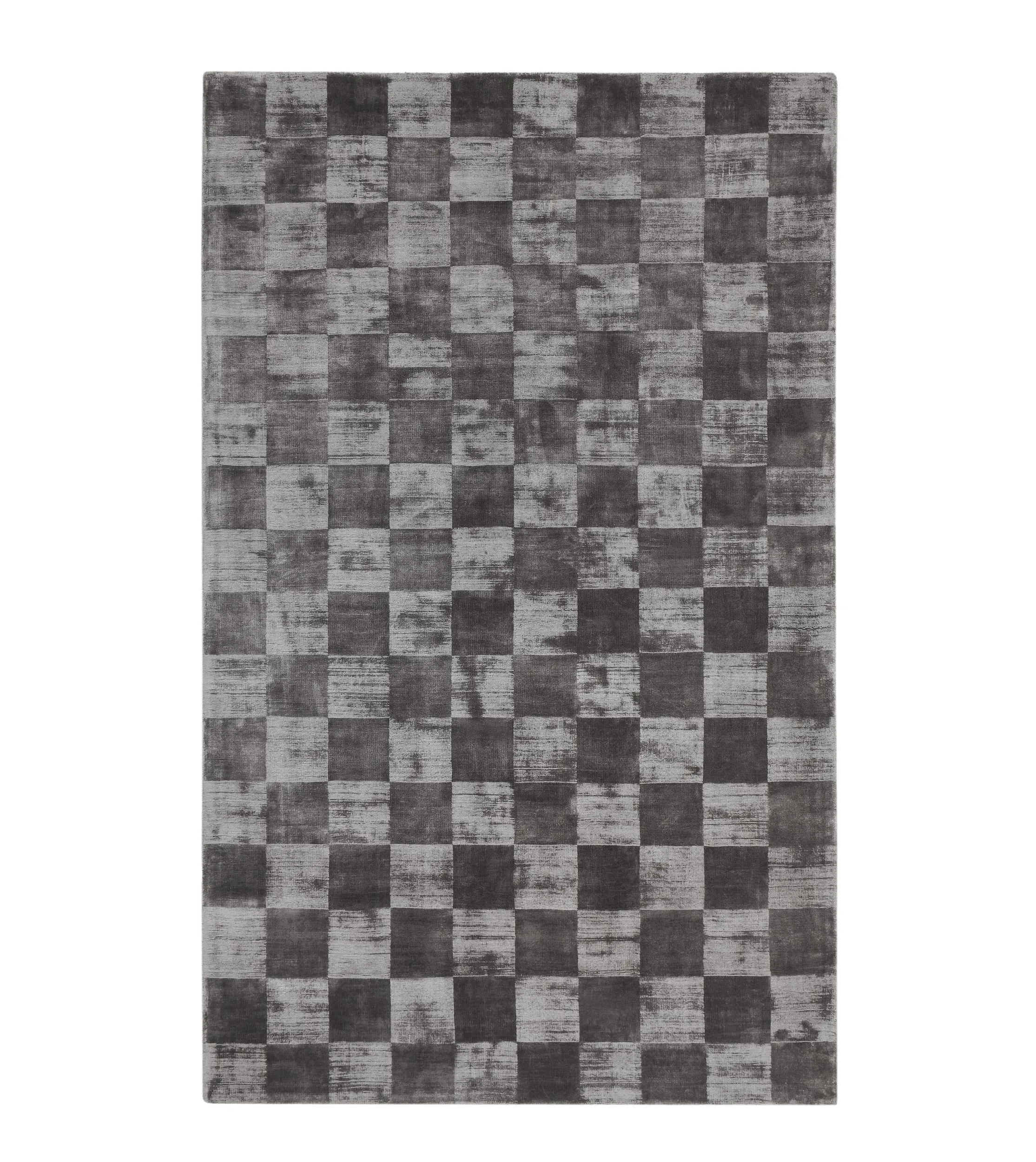 Berlin 8'x10' Indoor Soft Fabric Handwoven Checkered Charcoal Accent Area Rug