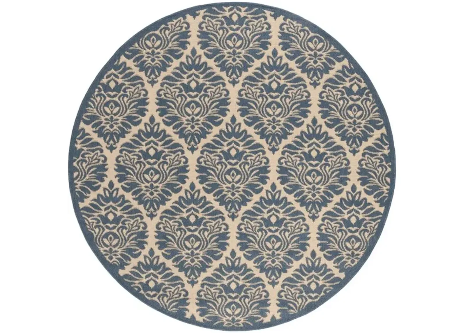 LINDEN 135 Collection LND135N-6R Cream / Blue 6'-7" X 6'-7" Round