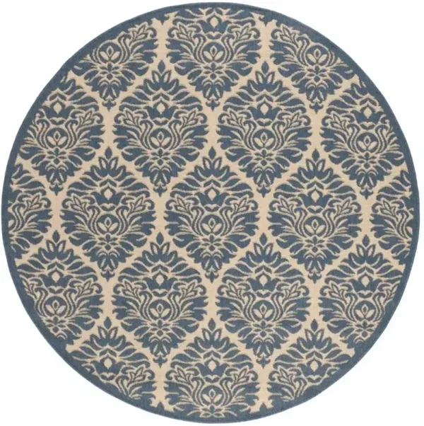 LINDEN 135 Collection LND135N-6R Cream / Blue 6'-7" X 6'-7" Round