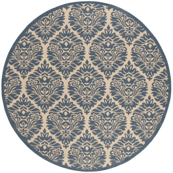 LINDEN 135 Collection LND135N-6R Cream / Blue 6'-7" X 6'-7" Round