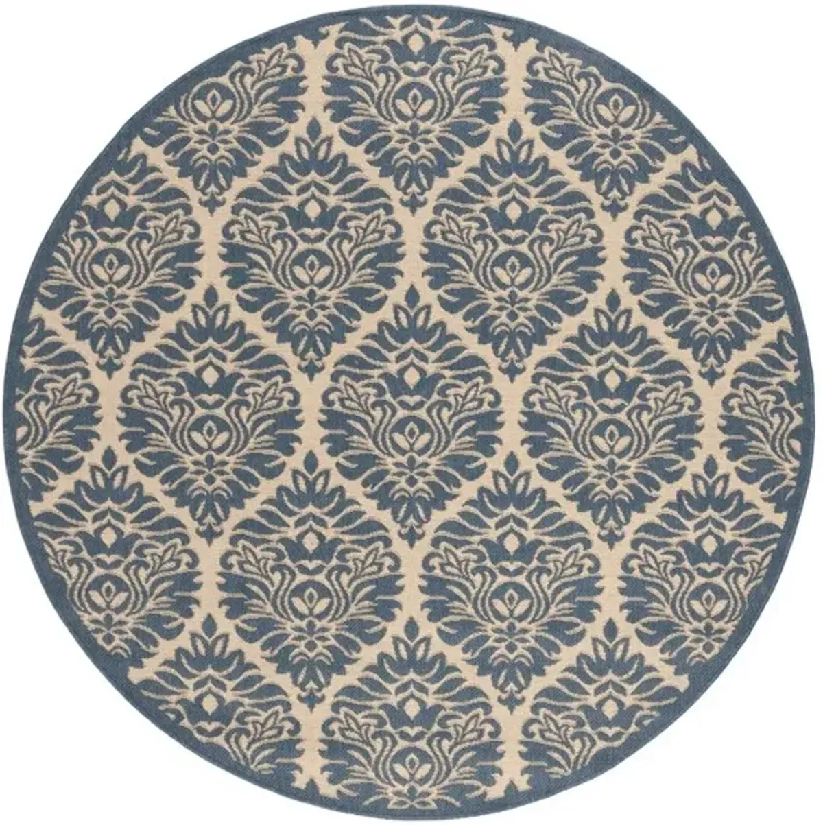 LINDEN 135 Collection LND135N-6R Cream / Blue 6'-7" X 6'-7" Round