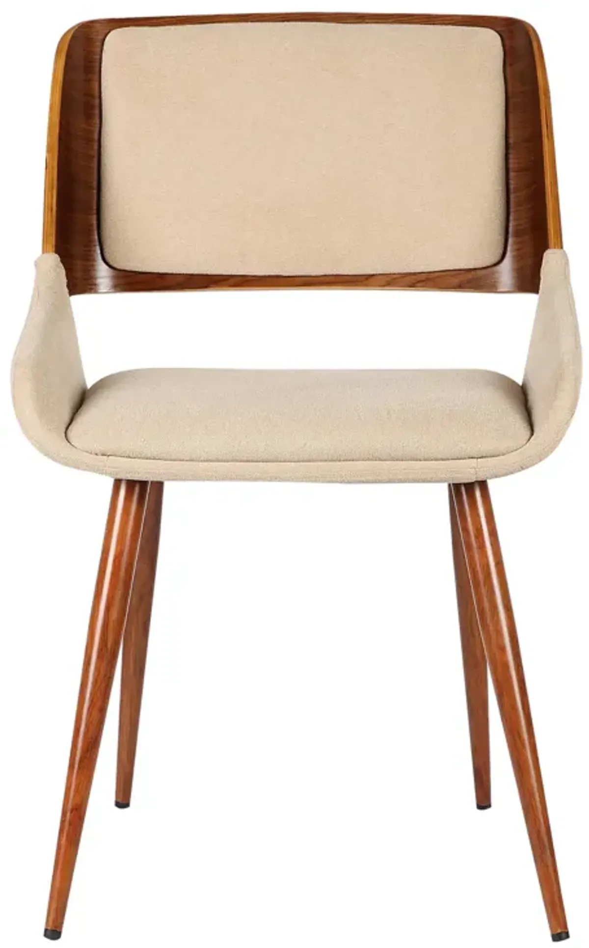 Panda Mid-Century Dining Chair in Walnut Finish and Brown Fabric