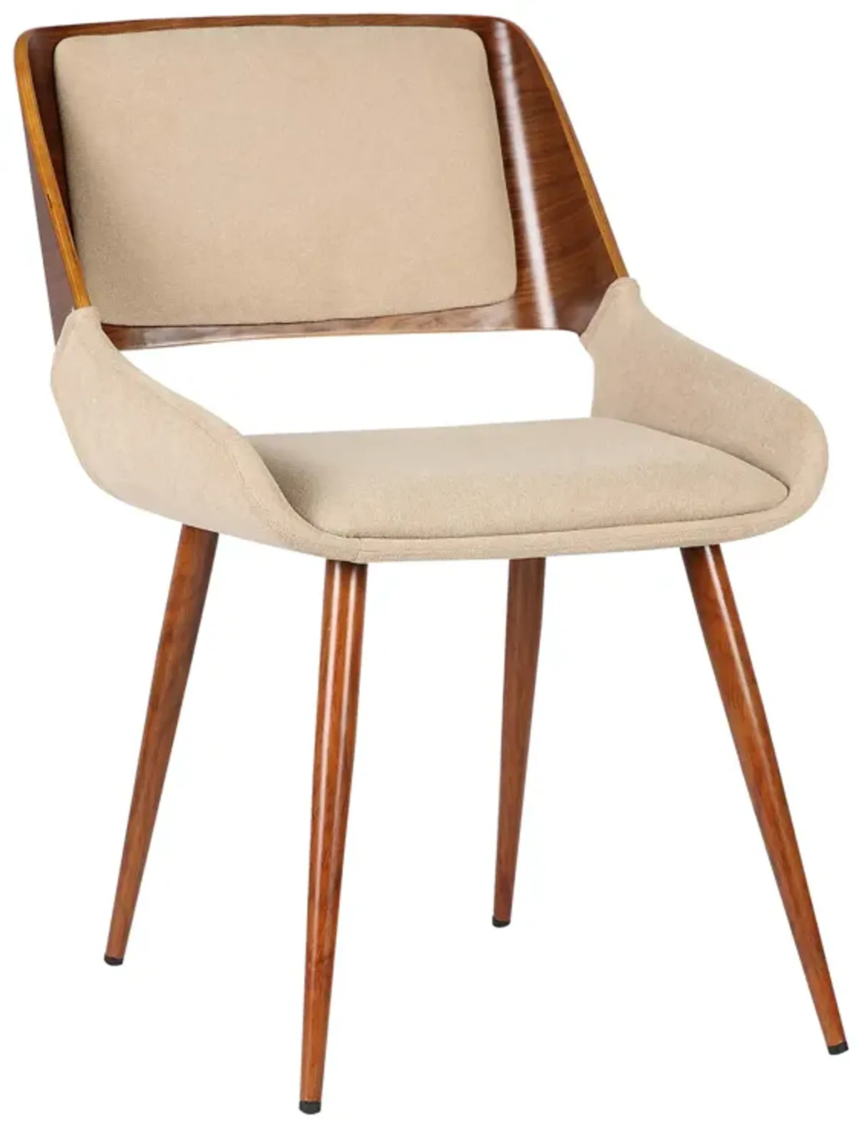 Panda Mid-Century Dining Chair in Walnut Finish and Brown Fabric